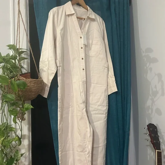 Hatch Cream Button-Front Jumpsuit